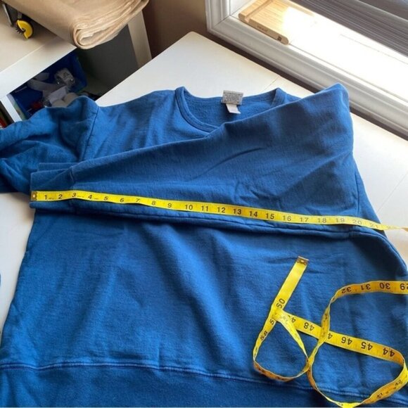 Vintage BOCA Cropped Sweatshirt Womans Large Blue Logo 100% Cotton Oversized 90s - Picture 14 of 16